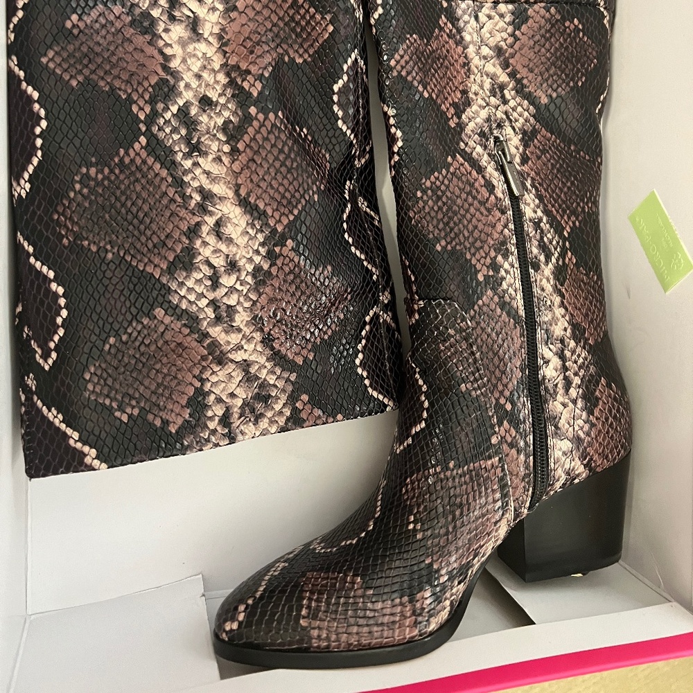 NEW Vince Camuto Nestel Snake Block Knee High Boots BLOCK HEEL MAUVE MULTI NIB - Picture 8 of 13